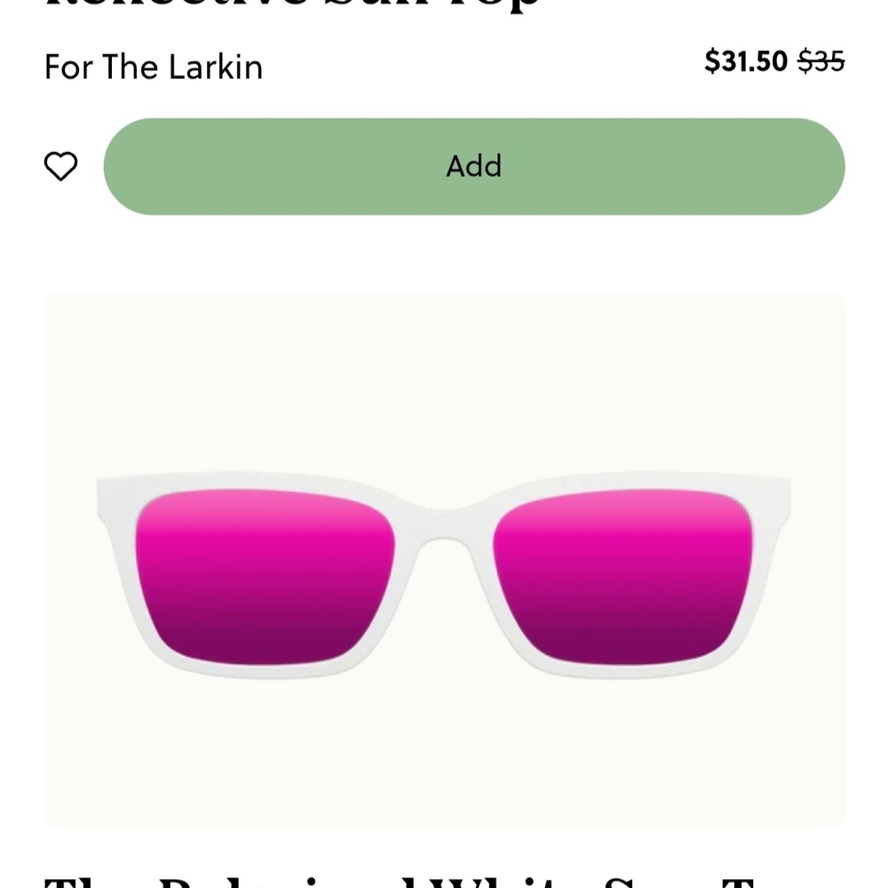 Stylish White and Pink Sunglasses Toppers For The Larkin Frame.